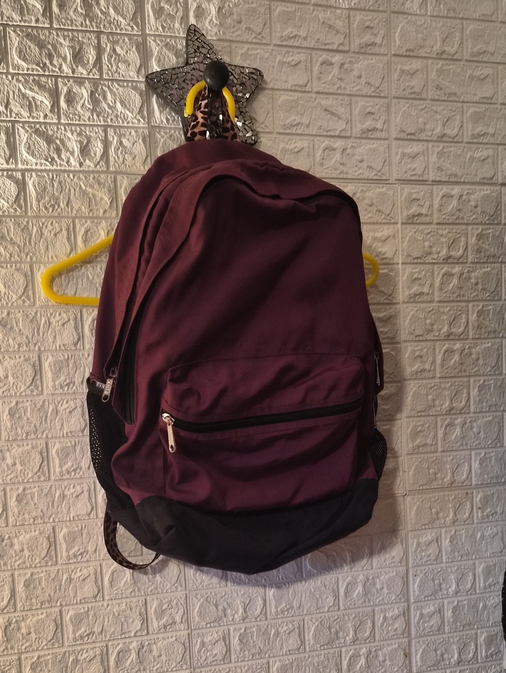 Victorias secret pink Burgundy and Black Backpack leopard- Casual Everyday backp
